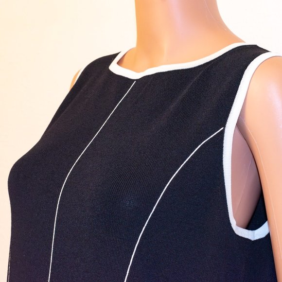 Contrast Detail Black Knit Sleeveless Blouse | Grace Dane Lewis | Size L - Picture 9 of 13